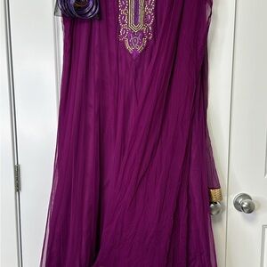 Indian Suit Dress - Purple and Gold